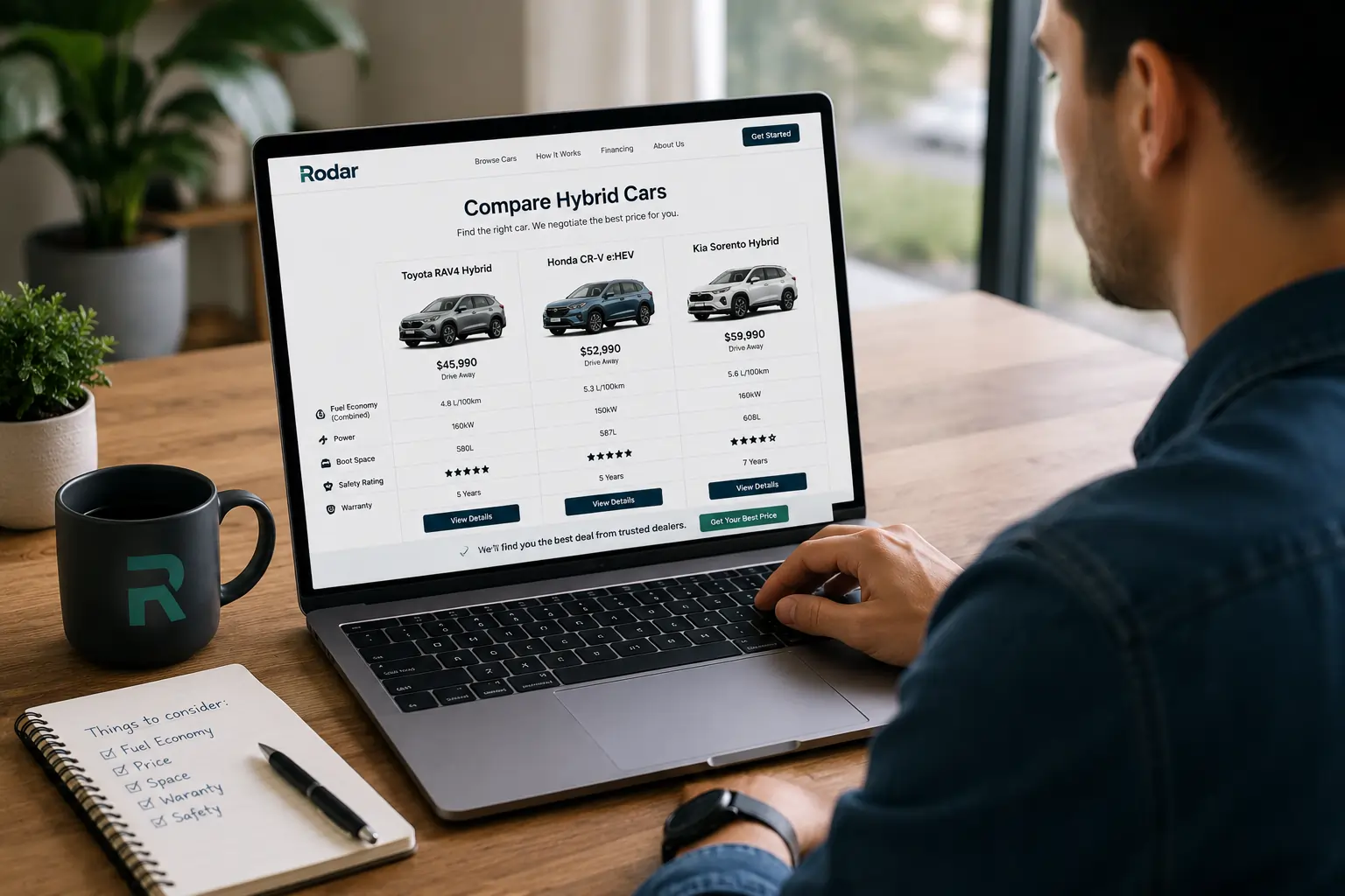 Buying a hybrid car online with Rodar's car-buying service